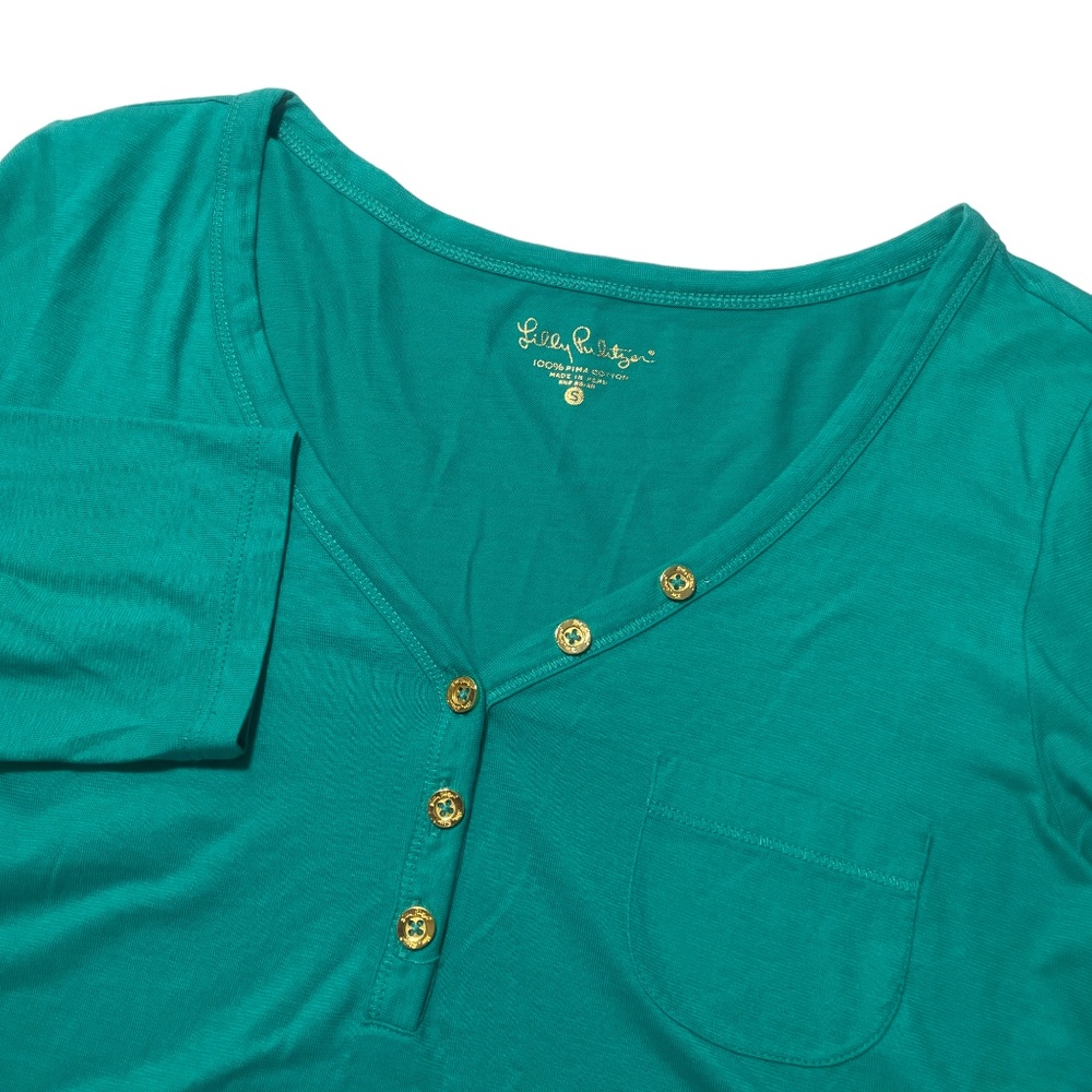 Lilly Pulitzer Small Green 100% Pima Cotton Ladies Top
